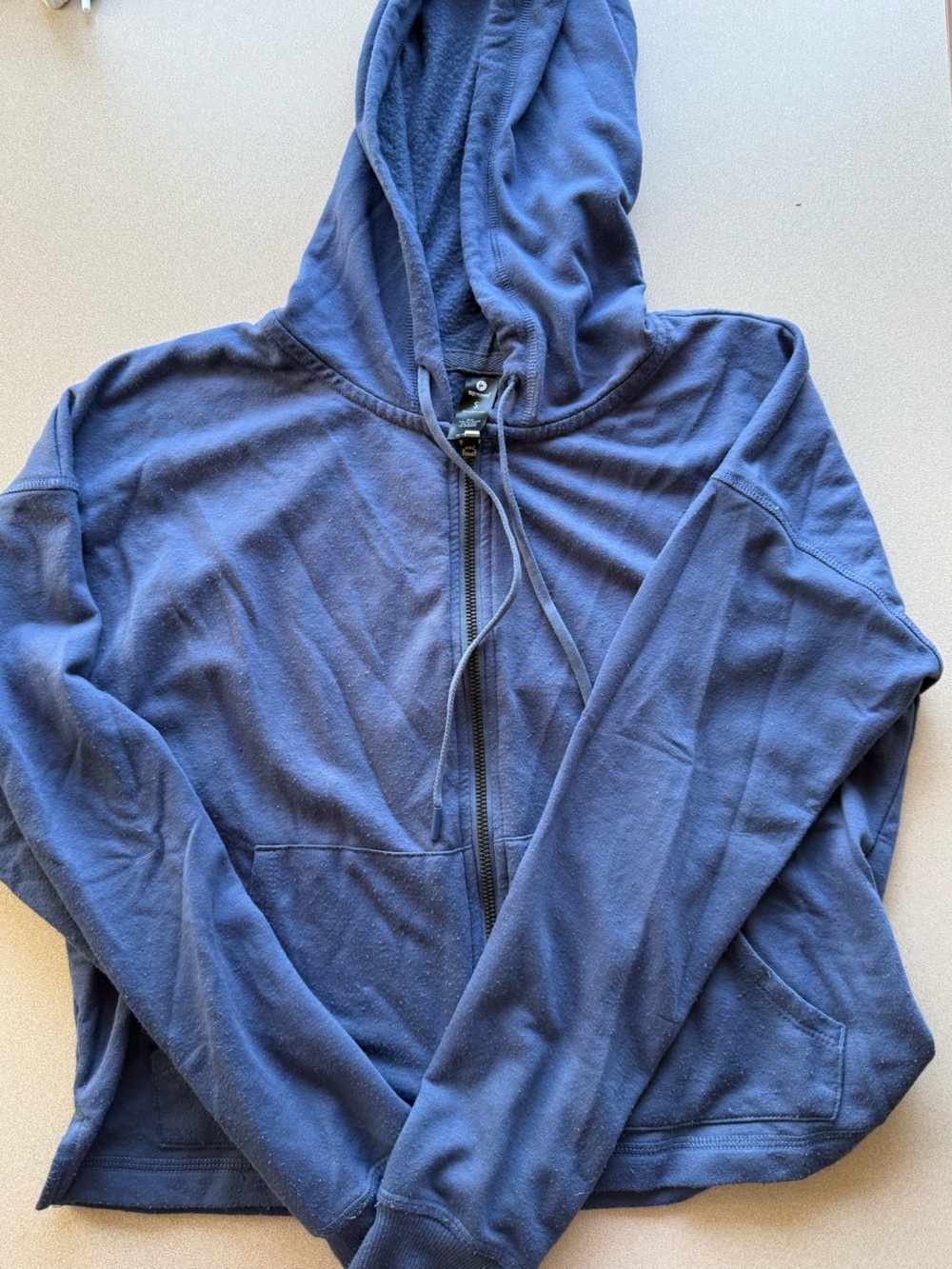 Navy Zip-Up Hoodie with Hood and Pockets